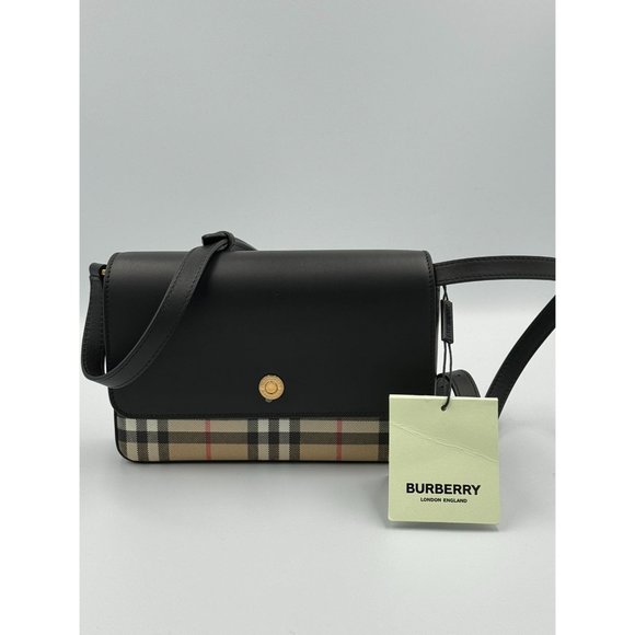 Burberry Hampshire Canvas Compact Leather Check Pattern Shoulder/Crossbody Bag A - Picture 2 of 16